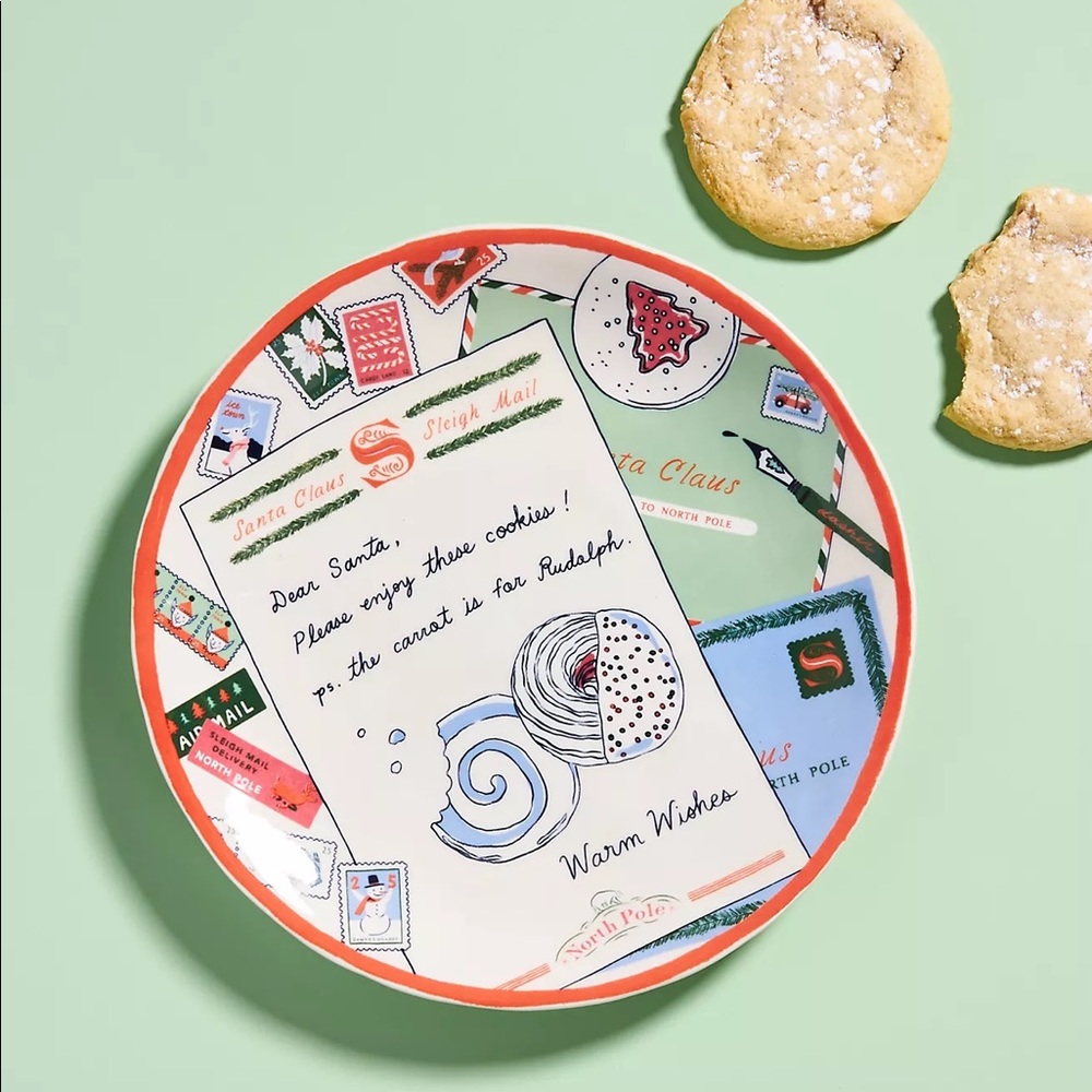 Anthropologie BRAND NEW, George & Viv Dear Santa Dessert Plate